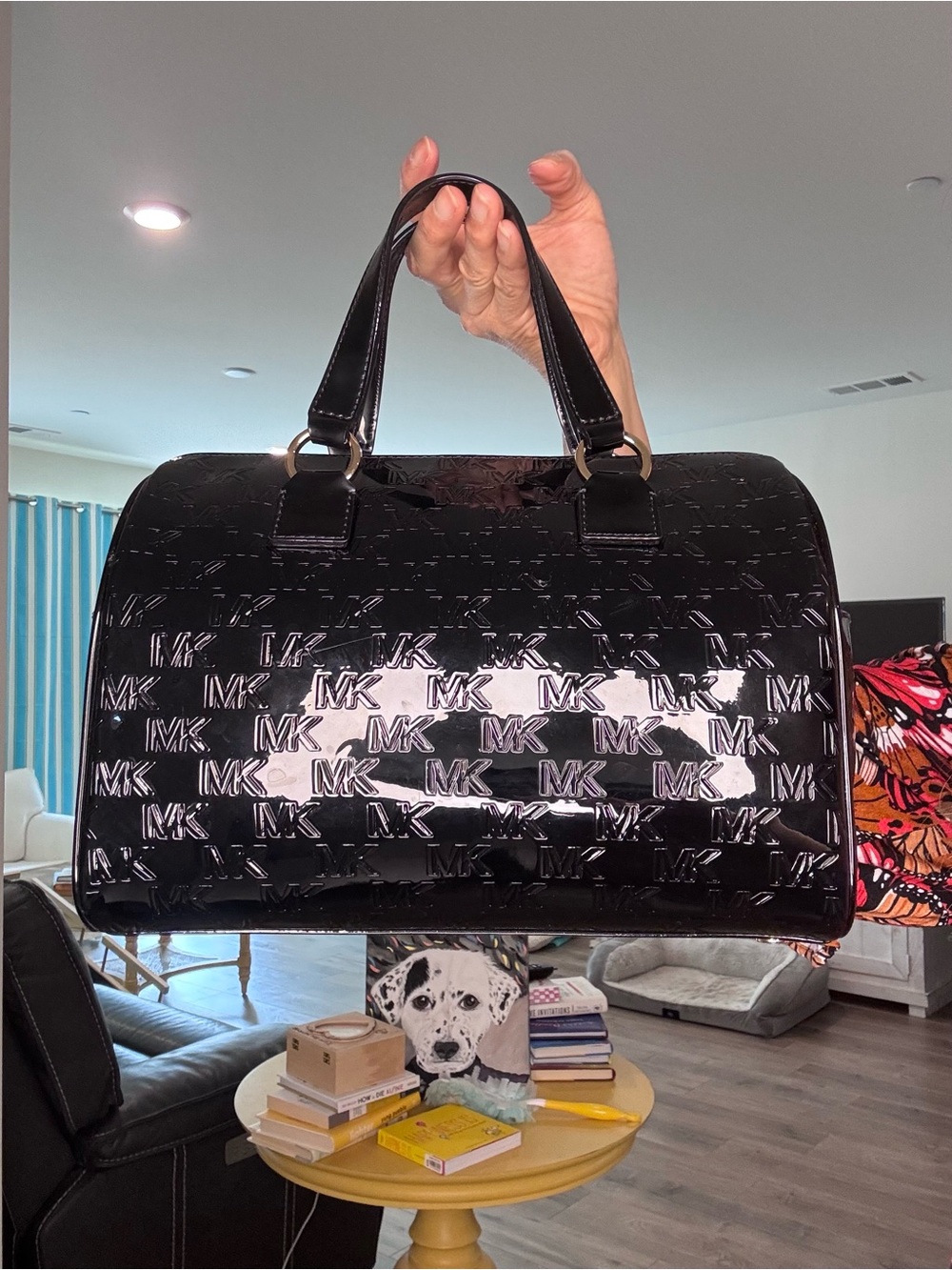 Michael Kors Patent leather medium duffle satchel NEW with dust bag - Picture 10 of 14